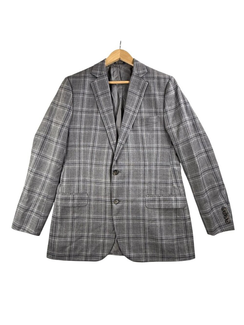 Brooks Brothers Blazer Men 42R Gray Plaid Wool Silk Fitzgerald Sport Coat Jacket